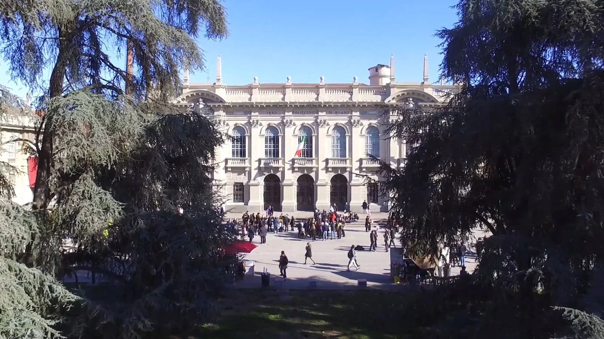 Politecnico di Milano’s historic main building framed by trees