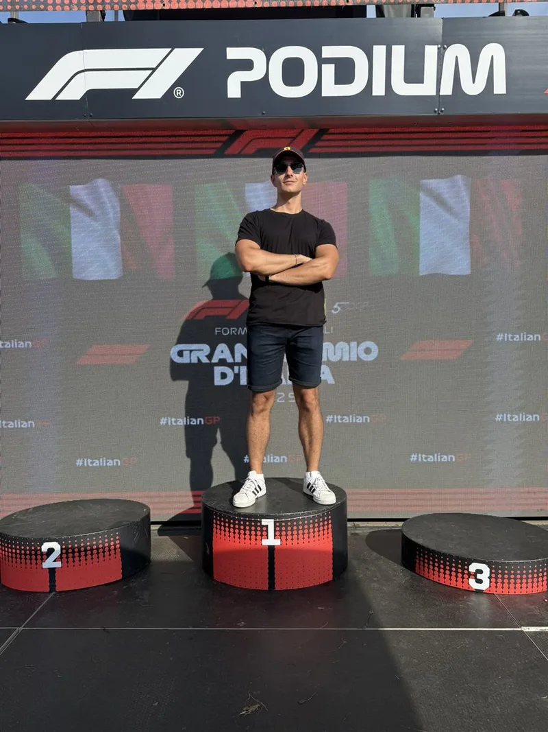 Adem on a sports podium